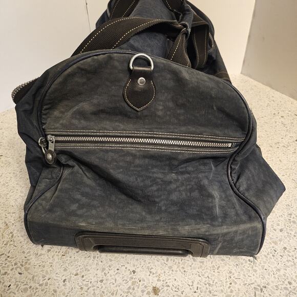 KIPLING Large Navy Wheeled Rolling Duffle Bag Suitcase Luggage 30”x15” - Picture 8 of 16